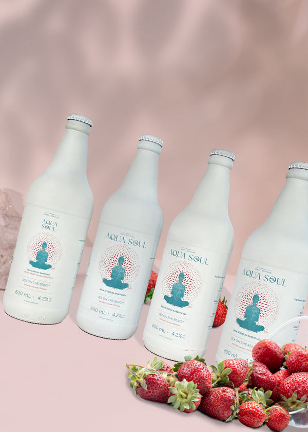 Combo com 4 Garrafas Aqua Soul 600ml - Água Alcoólica Sabor Sex on the Beach